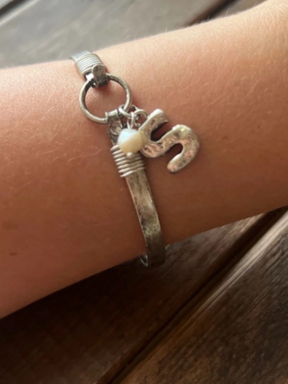 Silver Bangle - choose your letter - Picture 2 of 8
